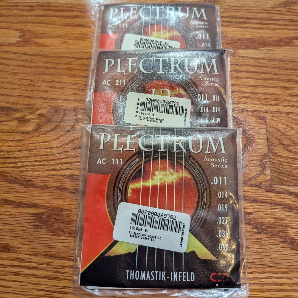 Plectrum AC 111 acoustic series .011 guitar strings, three sets NWT